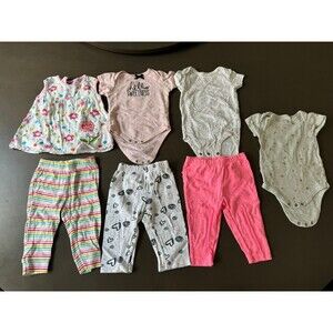 baby girl bundle outfit sets dress pants size 6-9m bodysuits cotton bundle
